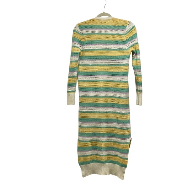 Izaak Azanei Long cardigan with multi-colored crochet stripe Cashmere Wool Blend - Picture 11 of 12